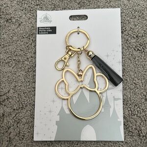Disney Large Minnie Mouse Gold Keychain with Black Accent